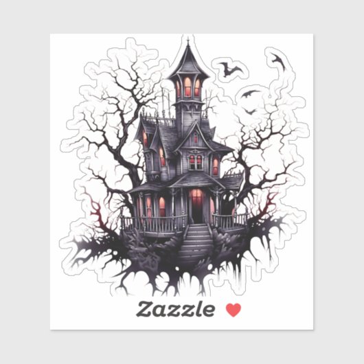 Schattige maar eng spookhuis ontworpen Sticker (Vel)