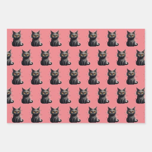 Schattige maar eng zwart kattenontwerp inpakpapier vel (Voorkant 2)