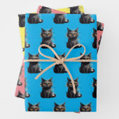 Schattige maar eng zwart kattenontwerp inpakpapier vel (In situ)
