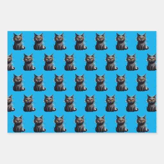 Schattige maar eng zwart kattenontwerp inpakpapier vel (Voorkant)