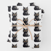 Schattige maar eng zwart kattenontwerp inpakpapier vel (In situ)