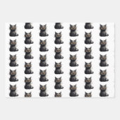 Schattige maar eng zwart kattenontwerp inpakpapier vel (Voorkant)