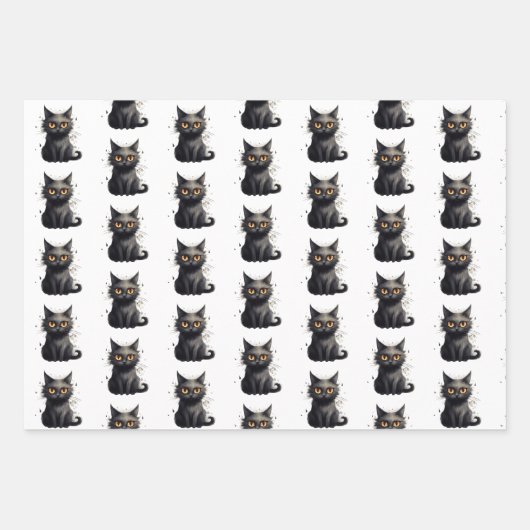 Schattige maar eng zwart kattenontwerp inpakpapier vel (Voorkant)