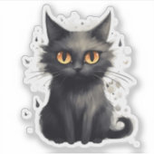 Schattige maar eng zwart kattenontwerp sticker (Voorkant)