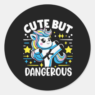 Schattige maar gevaarlijk grappig cool karate eenh ronde sticker