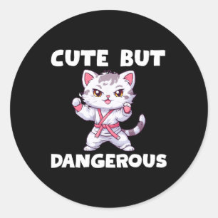 Schattige maar gevaarlijk karate taekwondo kitty c ronde sticker