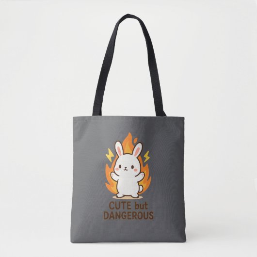Schattige maar gevaarlijk konijn | Kawaii-Canvas t Tote Bag (Voorkant)