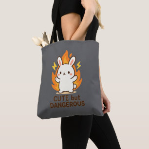 Schattige maar gevaarlijk konijn Kawaii-Canvas t Tote Bag