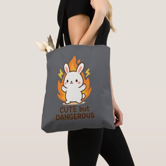Schattige maar gevaarlijk konijn | Kawaii-Canvas t Tote Bag (Dichtbij)