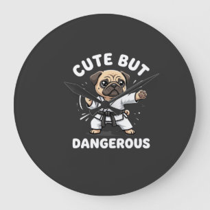 Schattige Maar Gevaarlijke Pug Hond Karate Grote Klok