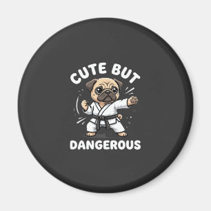 Schattige Maar Gevaarlijke Pug Hond Karate Magneet