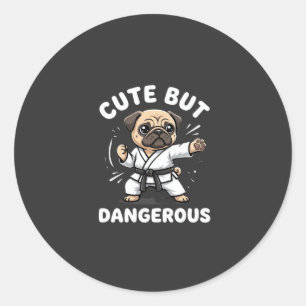 Schattige Maar Gevaarlijke Pug Hond Karate Ronde Sticker