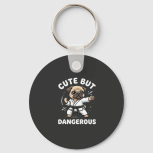 Schattige Maar Gevaarlijke Pug Hond Karate Sleutelhanger