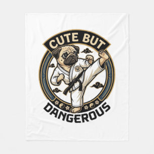 Schattige Maar Gevaarlijke Pug Hond Karate Trap_1 Fleece Deken