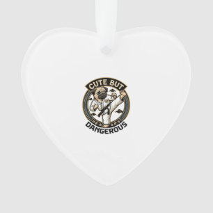 Schattige Maar Gevaarlijke Pug Hond Karate Trap_1 Ornament