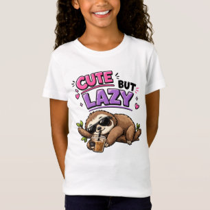 Schattige maar luie luiaard met ijskoude koffie t-shirt