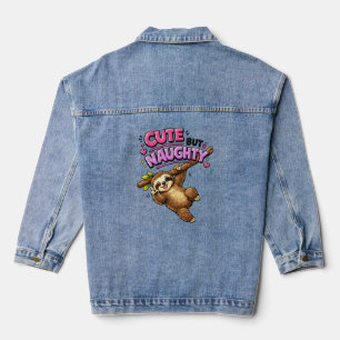 Schattige maar ondeugende luiaard denim jacket
