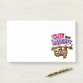 Schattige maar ondeugende luiaard post-it® notes (Op bureau)
