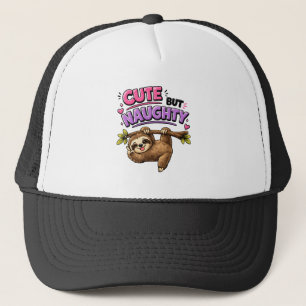 Schattige maar ondeugende luiaard trucker pet