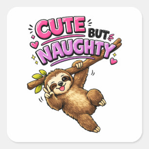Schattige maar ondeugende luiaard vierkante sticker
