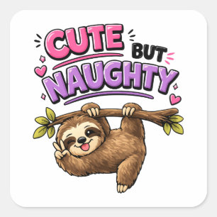 Schattige maar ondeugende luiaard vierkante sticker