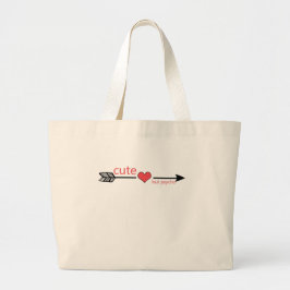 Schattige maar Psycho Black Arrow Red Heart Grote Tote Bag