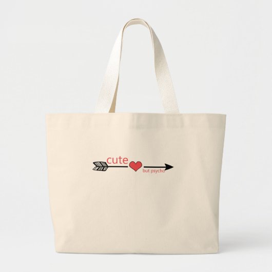 Schattige maar Psycho Black Arrow Red Heart Grote Tote Bag (Voorkant)