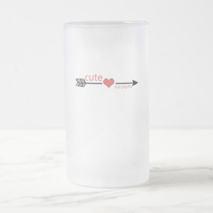 Schattige maar Psycho Black Arrow Red Heart Matglas Bierpul