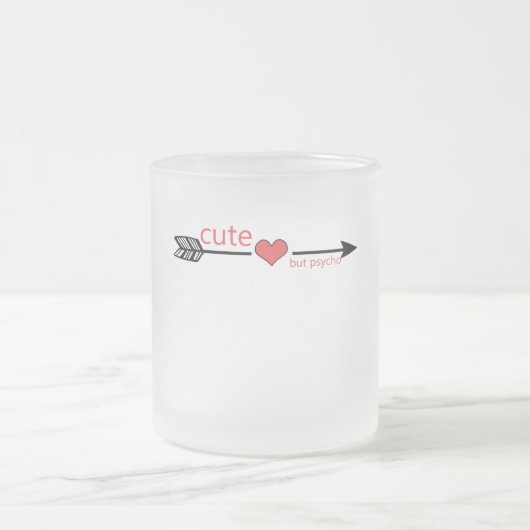 Schattige maar Psycho Black Arrow Red Heart Matglas Koffiemok (Center)