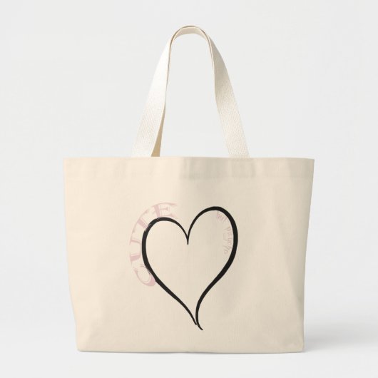 Schattige maar Psycho Black Heart Pink Font Grote Tote Bag (Voorkant)
