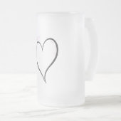 Schattige maar Psycho Black Heart Pink Font Matglas Bierpul (Voorkant rechts)