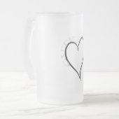 Schattige maar Psycho Black Heart Pink Font Matglas Bierpul (Voorkant links)