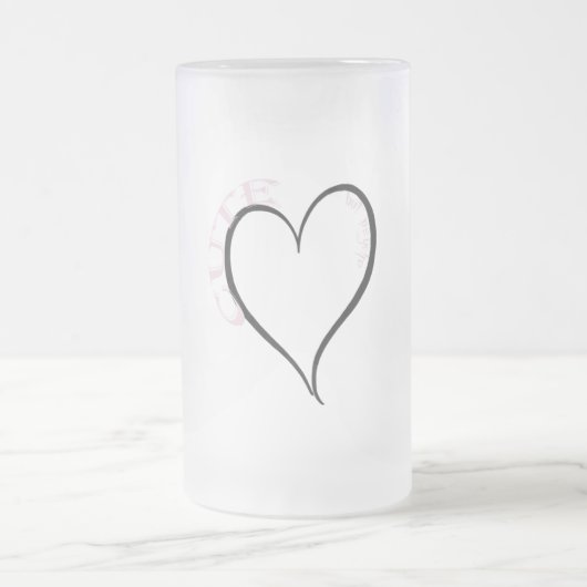 Schattige maar Psycho Black Heart Pink Font Matglas Bierpul (Center)