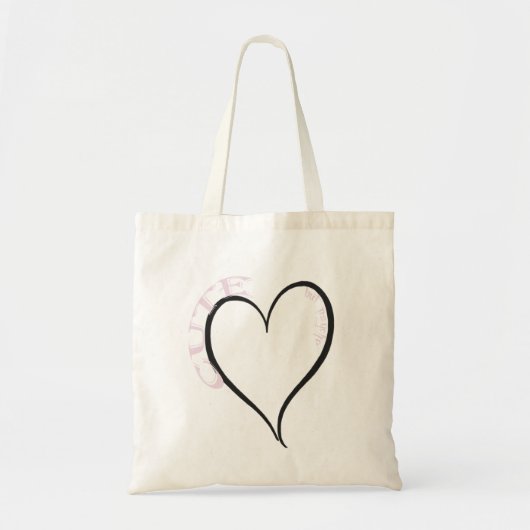 Schattige maar Psycho Black Heart Pink Font Tote Bag (Voorkant)