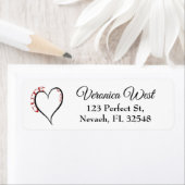 Schattige maar Psycho Black Heart Red Font Etiket (Insitu)