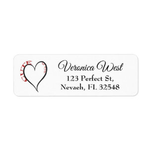 Schattige maar Psycho Black Heart Red Font Etiket