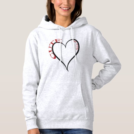 Schattige maar Psycho Black Heart Red Font Hoodie (Voorkant)