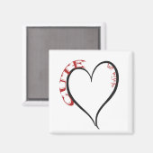 Schattige maar Psycho Black Heart Red Font Magneet (Voorkant / Achterkant)