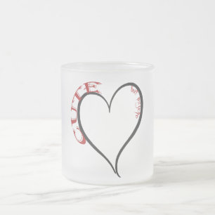 Schattige maar Psycho Black Heart Red Font Matglas Koffiemok