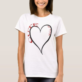 Schattige maar Psycho Black Heart Red Font T-shirt