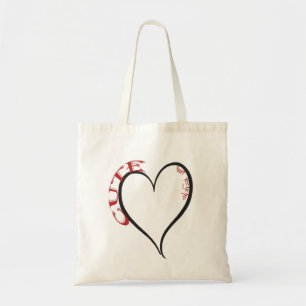Schattige maar Psycho Black Heart Red Font Tote Bag