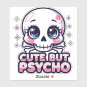Schattige maar psycho - Kawaii Skull Sticker (Vel)