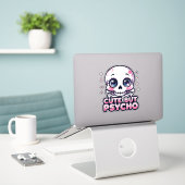 Schattige maar psycho - Kawaii Skull Sticker (Laptop op bureau)