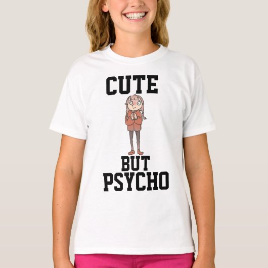 SCHATTIGE MAAR PSYCHO Meisjes grappige T-shirts (Voorkant)
