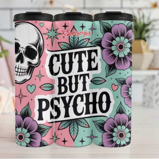 Schattige maar Psycho Skull Design Thermosbeker