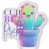 Schattige maar Stekelige Cactus – Grappig Succulen Sticker (Voorkant)