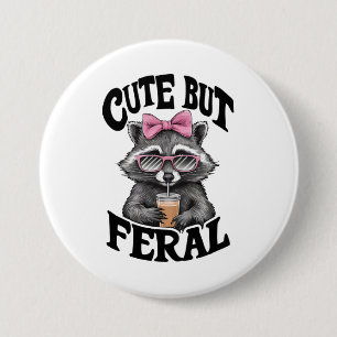 Schattige maar wilde wasbeer met zonnebril wasbeer ronde button 7,6 cm