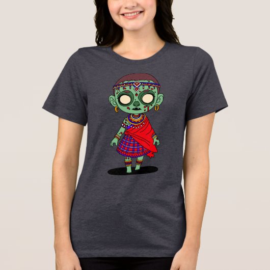 Schattige Maasai Zombie Tri-Blend Shirt (Voorkant)