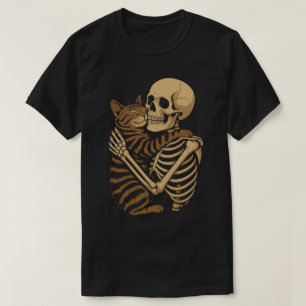 Schattige macabere kattenknuffel – Skelet en kitty T-shirt