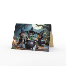 Schattige Macbeth kat kerstkaart voor Halloween